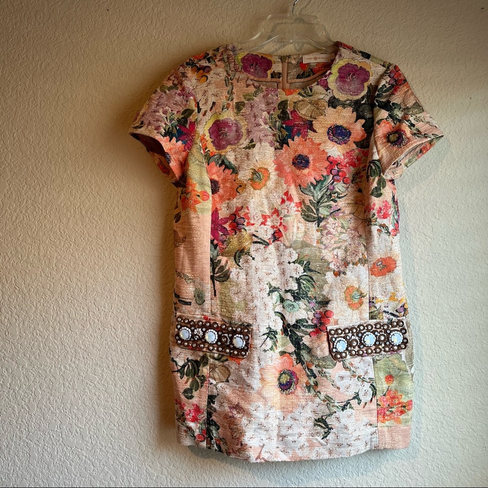 Tory Burch floral tunic with jewel pocket detail